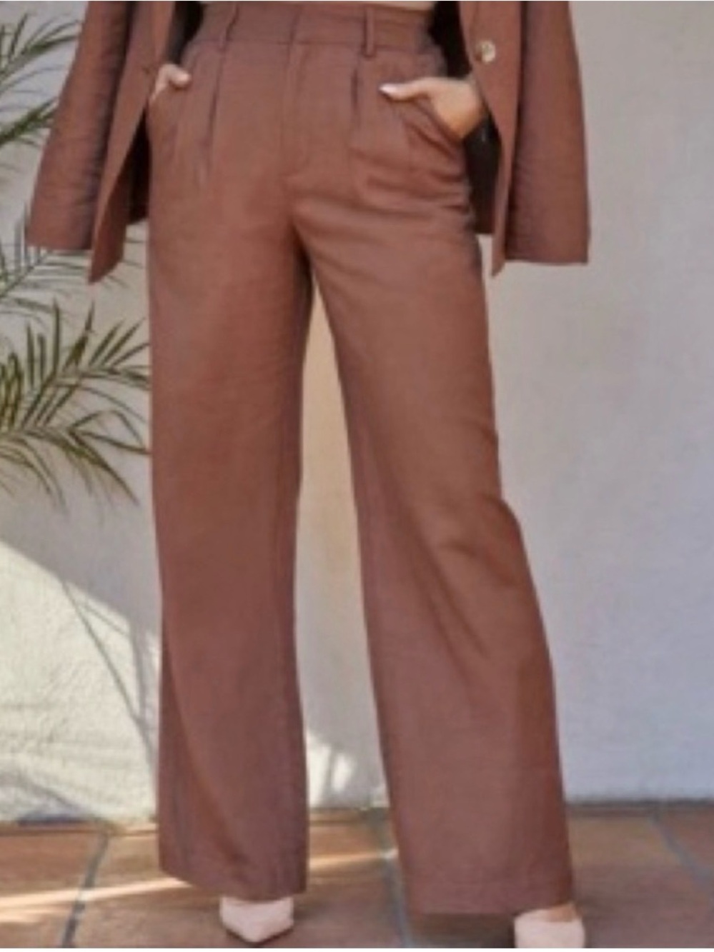 Vici Chocolate Brown Wide-Leg High-Rise Trousers
